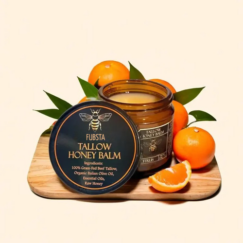 FUBSTA Organic Grass-Fed Beef Tallow Balm with Raw Honey - Handmade All-Natural Moisturizer for Soft, Smooth, Radiant Skin