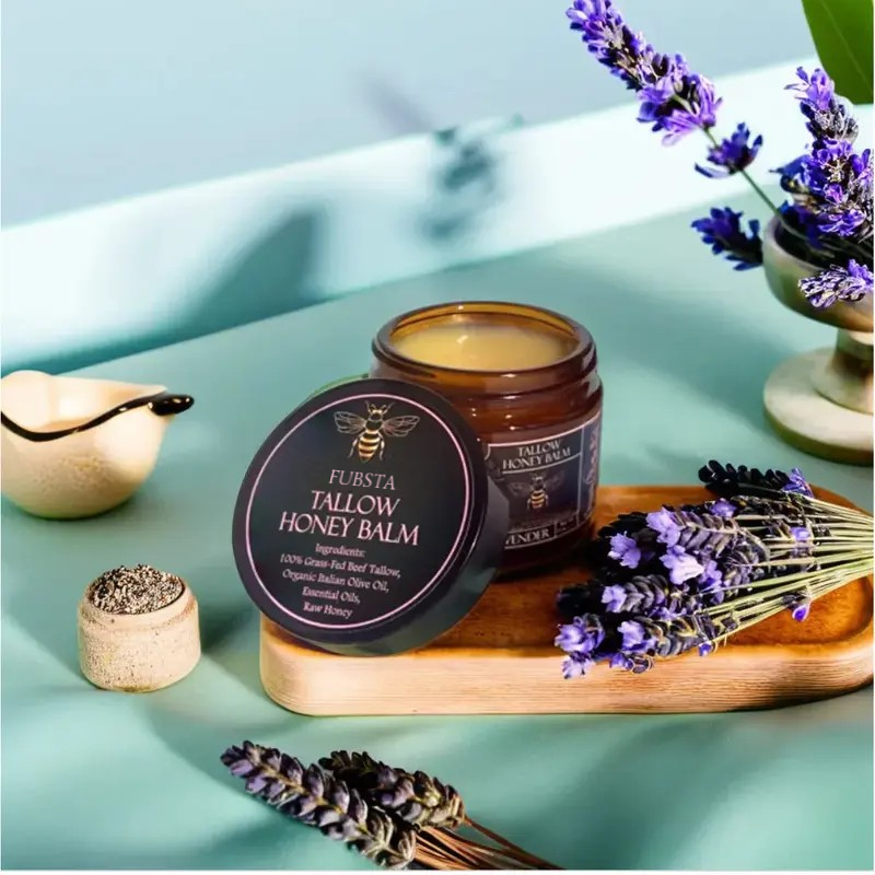 FUBSTA Organic Grass-Fed Beef Tallow Balm with Raw Honey - Handmade All-Natural Moisturizer for Soft, Smooth, Radiant Skin