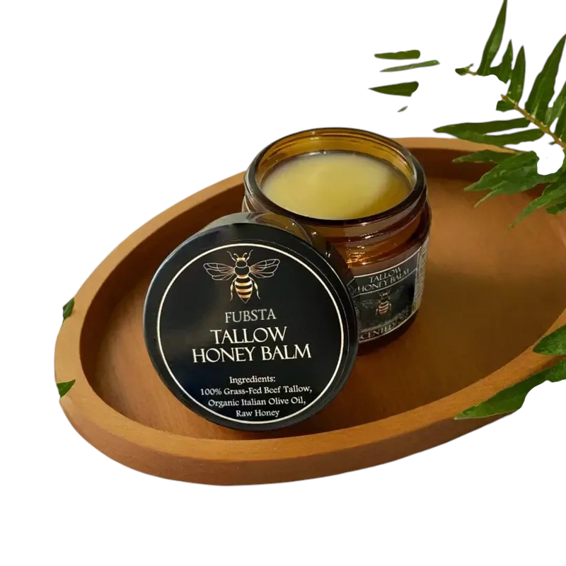 FUBSTA Organic Grass-Fed Beef Tallow Balm with Raw Honey - Handmade All-Natural Moisturizer for Soft, Smooth, Radiant Skin