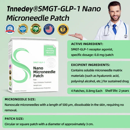 [🚀Regain your figure in 7 days🚀] 💯Tnnedey® SMGT-GLP-1 Nano Microneedle Patch（Painless, long-lasting, addressing diabetes, obesity, and cardiovascular diseases）